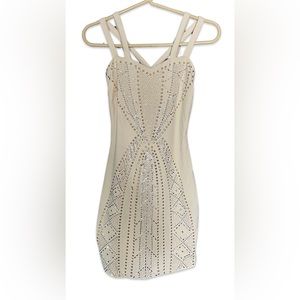 Cream Studded Bodycon Minidress